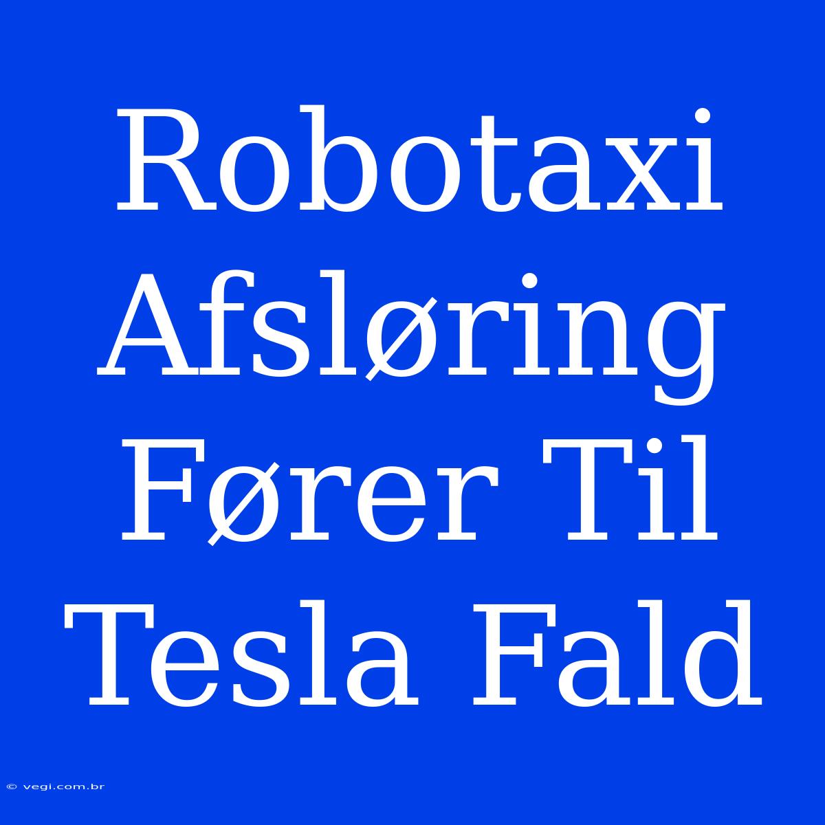 Robotaxi Afsløring Fører Til Tesla Fald