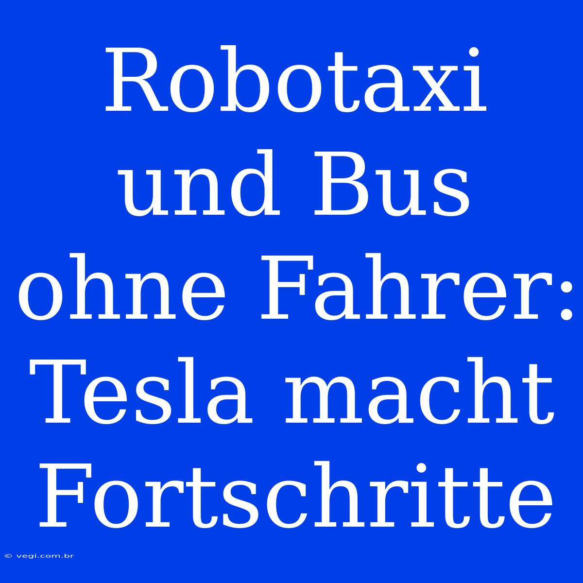 Robotaxi Und Bus Ohne Fahrer: Tesla Macht Fortschritte