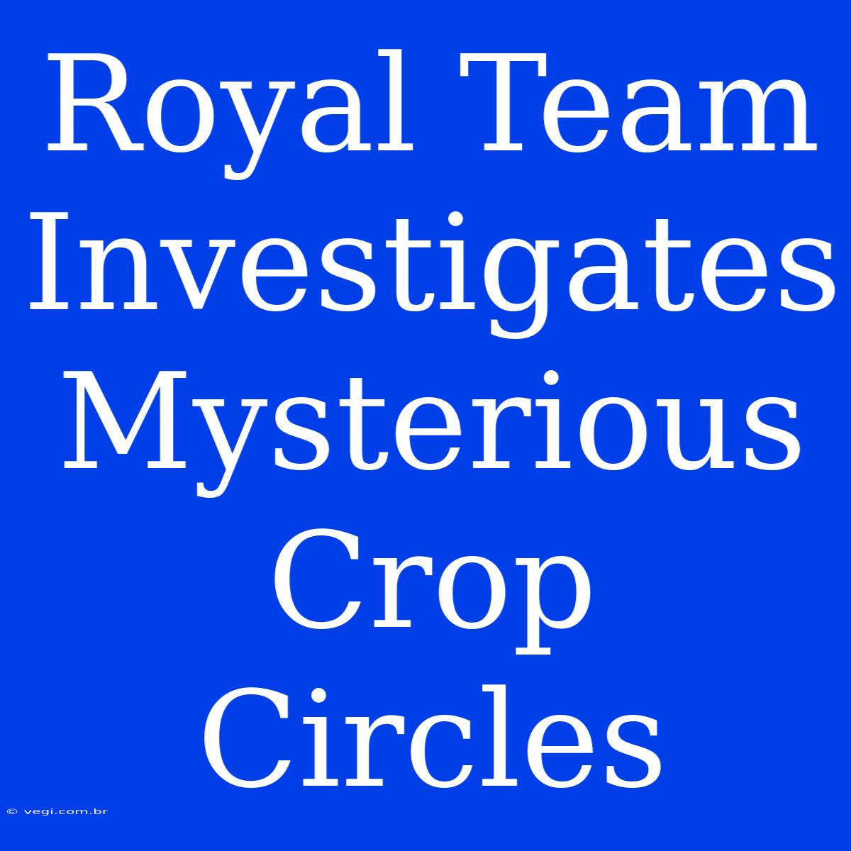 Royal Team Investigates Mysterious Crop Circles