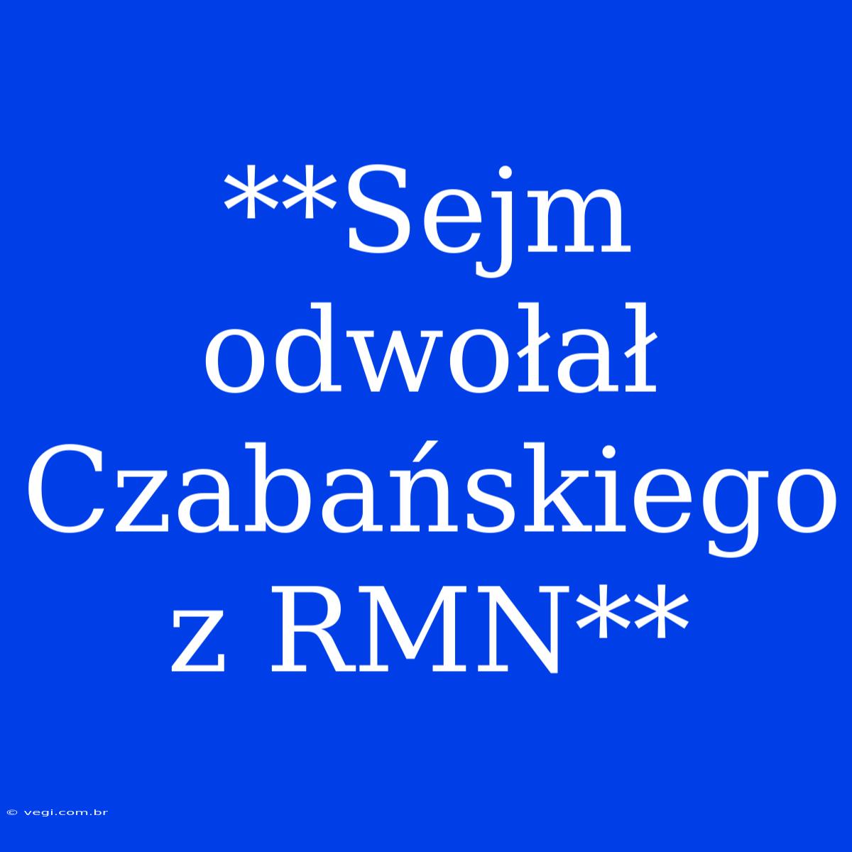 **Sejm Odwołał Czabańskiego Z RMN**