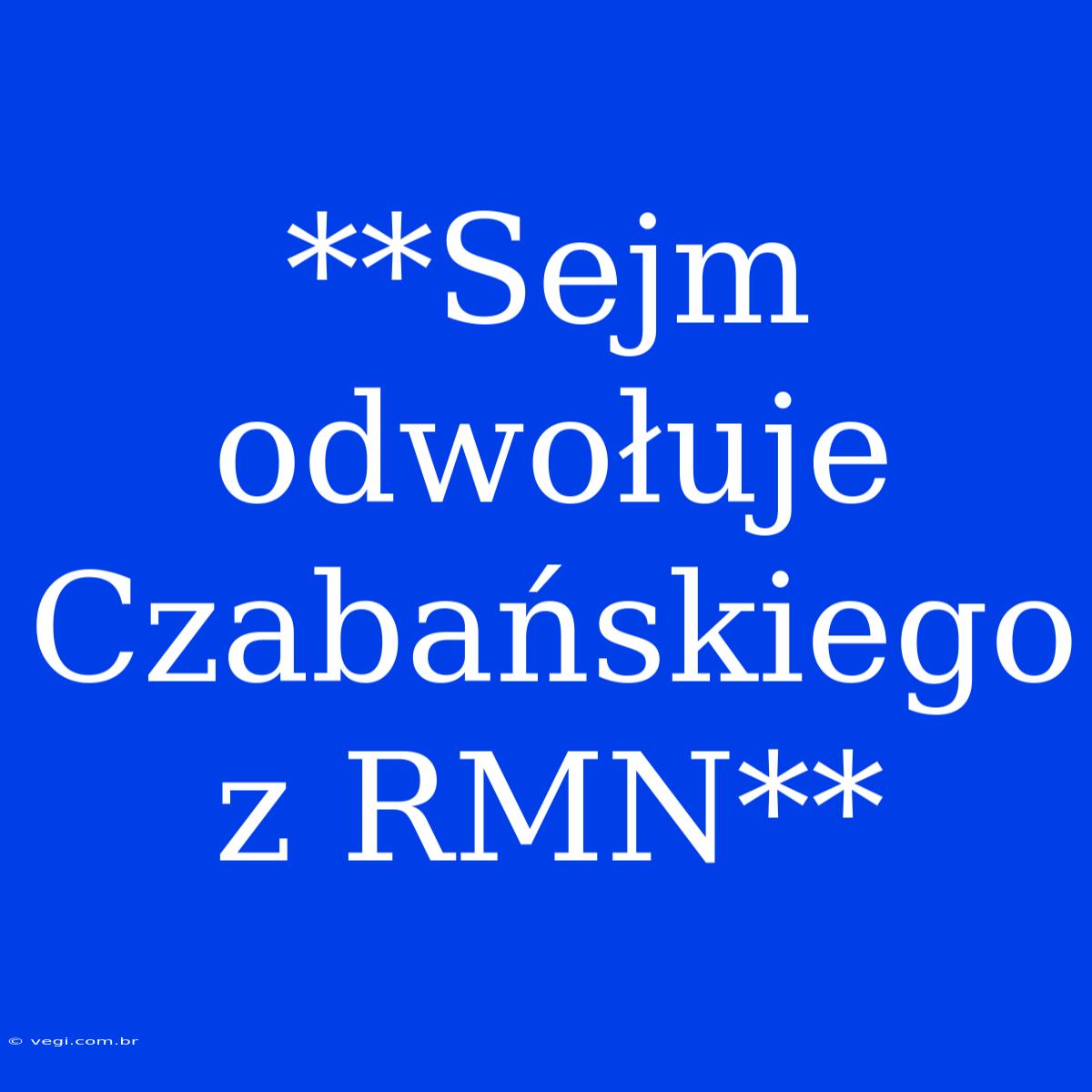 **Sejm Odwołuje Czabańskiego Z RMN**