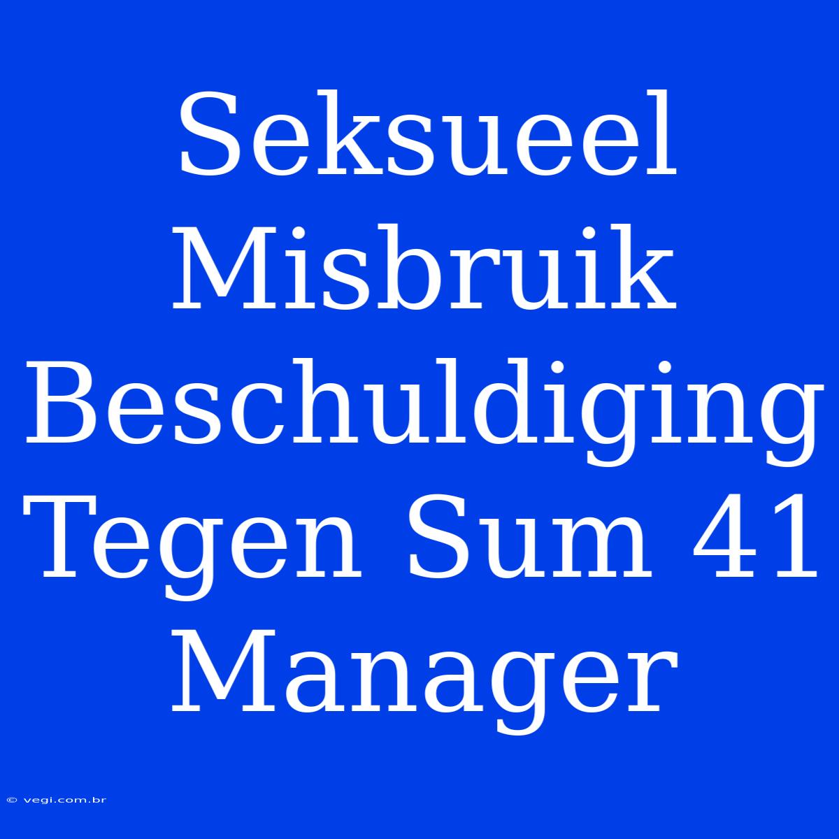 Seksueel Misbruik Beschuldiging Tegen Sum 41 Manager