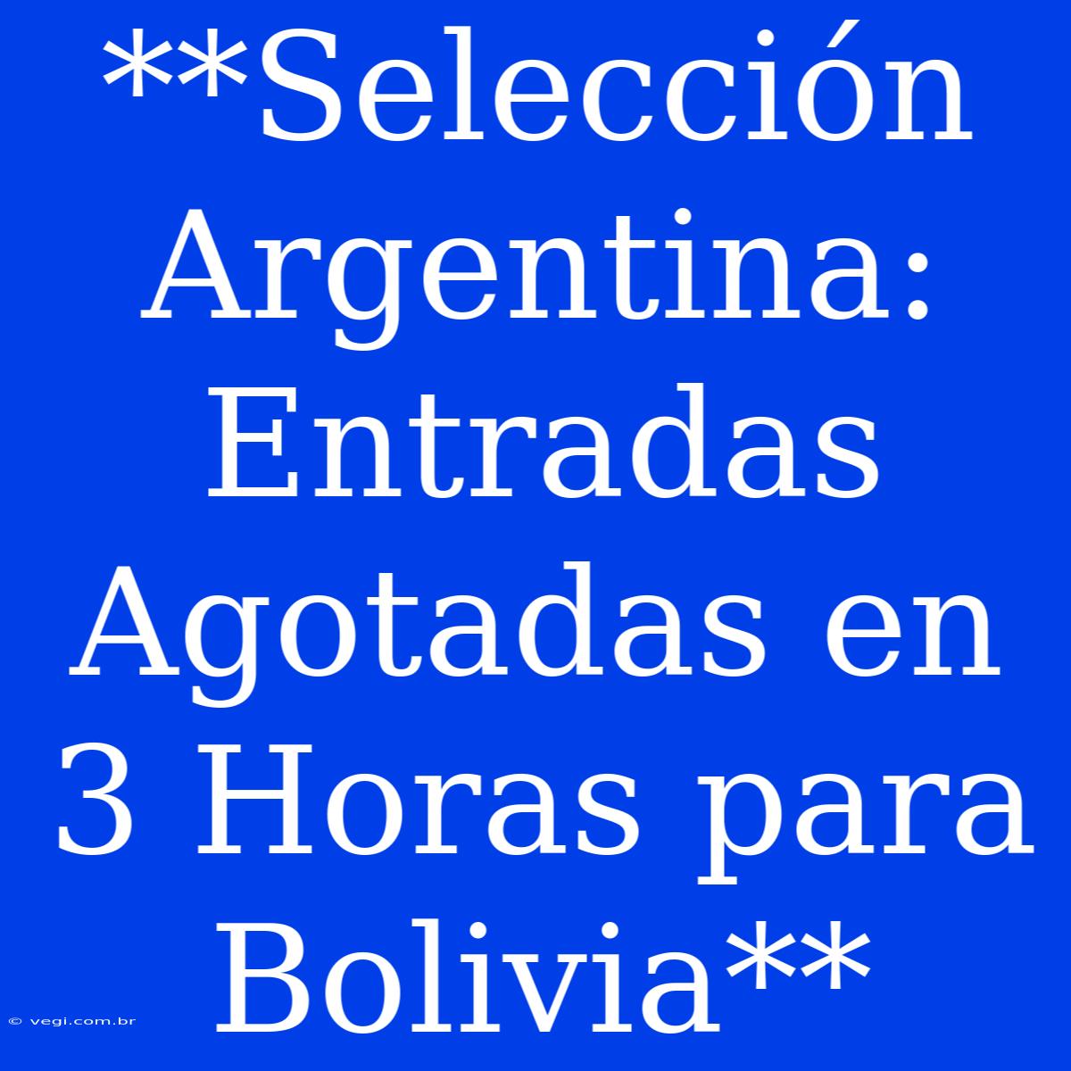 **Selección Argentina: Entradas Agotadas En 3 Horas Para Bolivia**