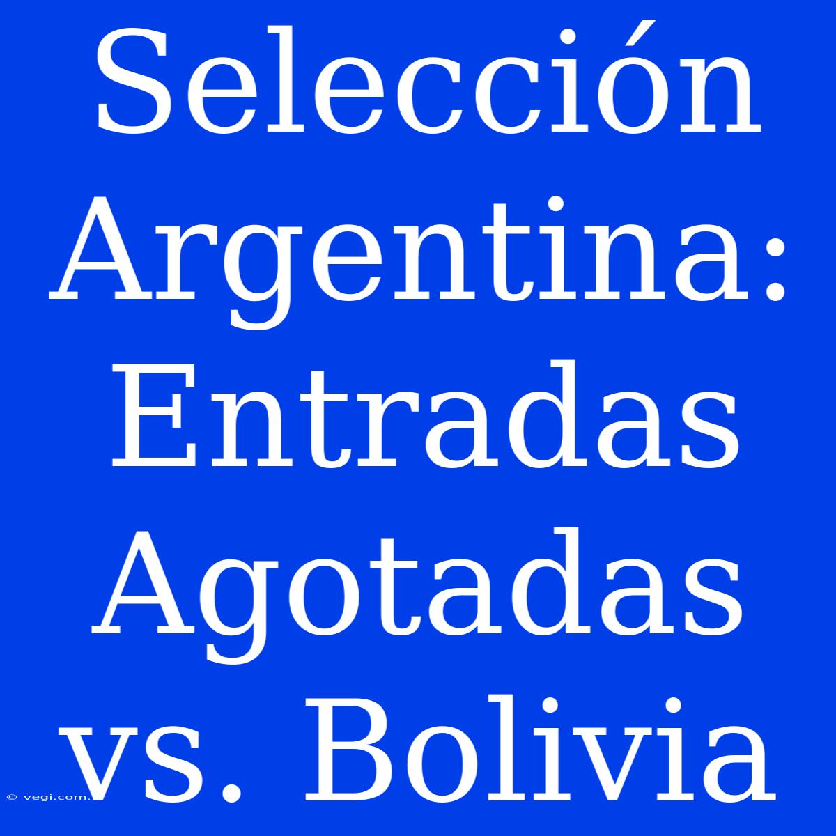 Selección Argentina: Entradas Agotadas Vs. Bolivia