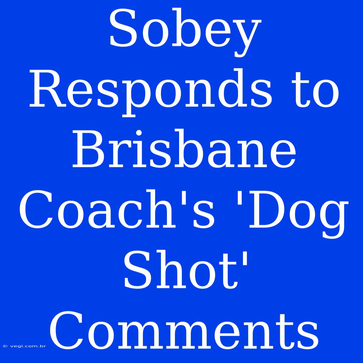 Sobey Responds To Brisbane Coach's 'Dog Shot' Comments