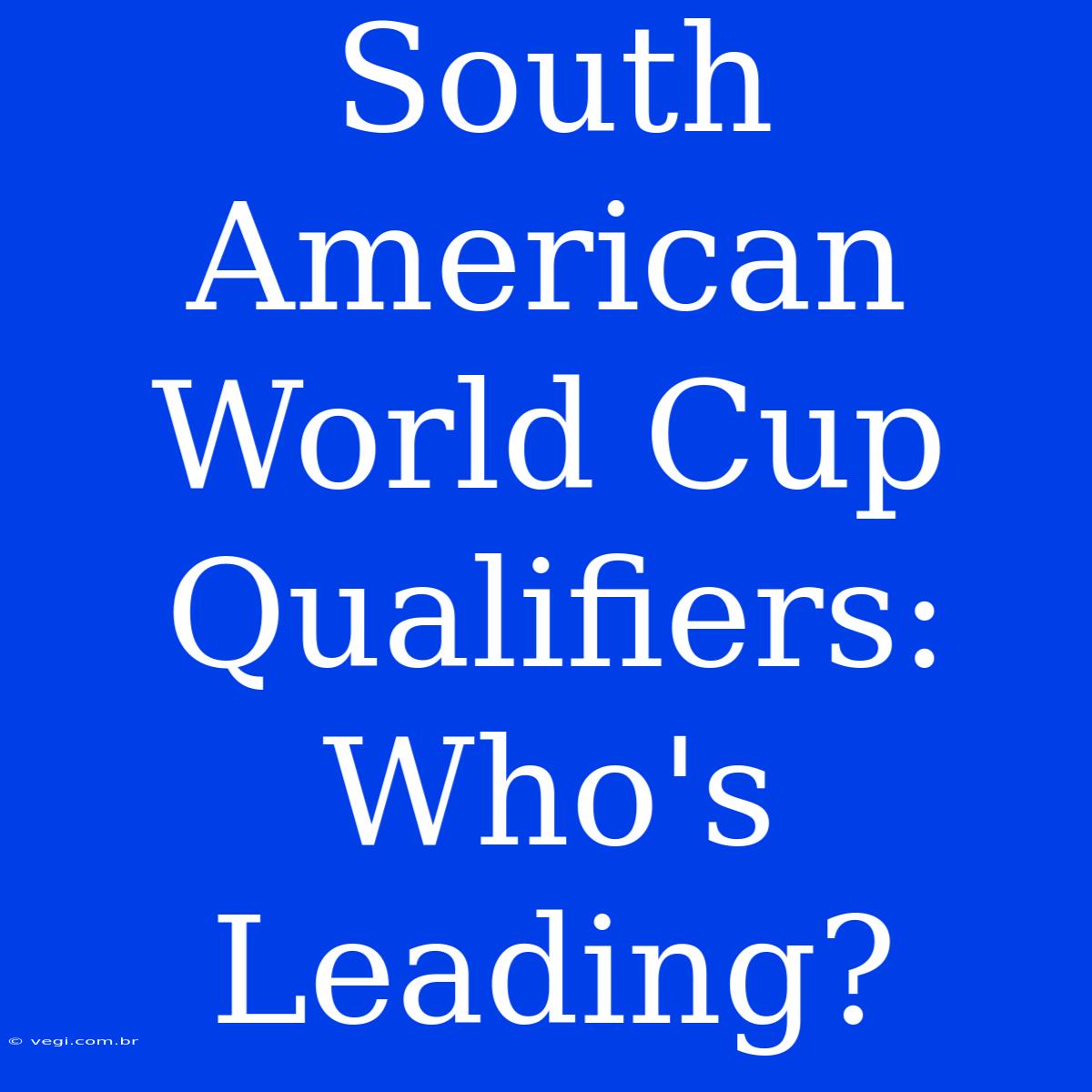 South American World Cup Qualifiers:  Who's Leading?