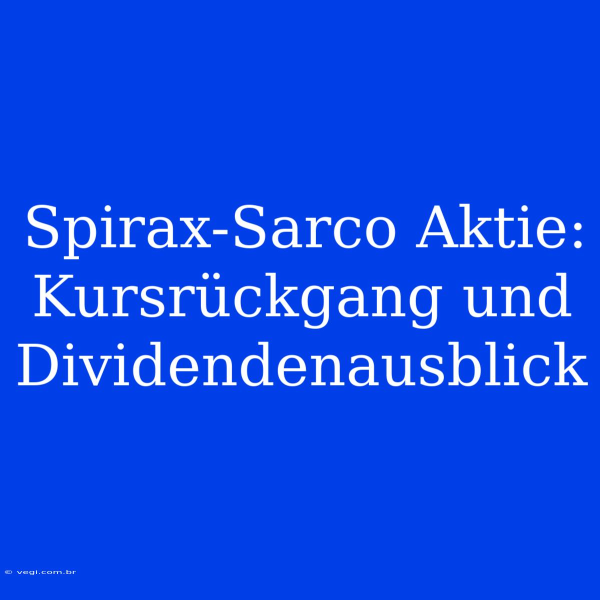 Spirax-Sarco Aktie: Kursrückgang Und Dividendenausblick