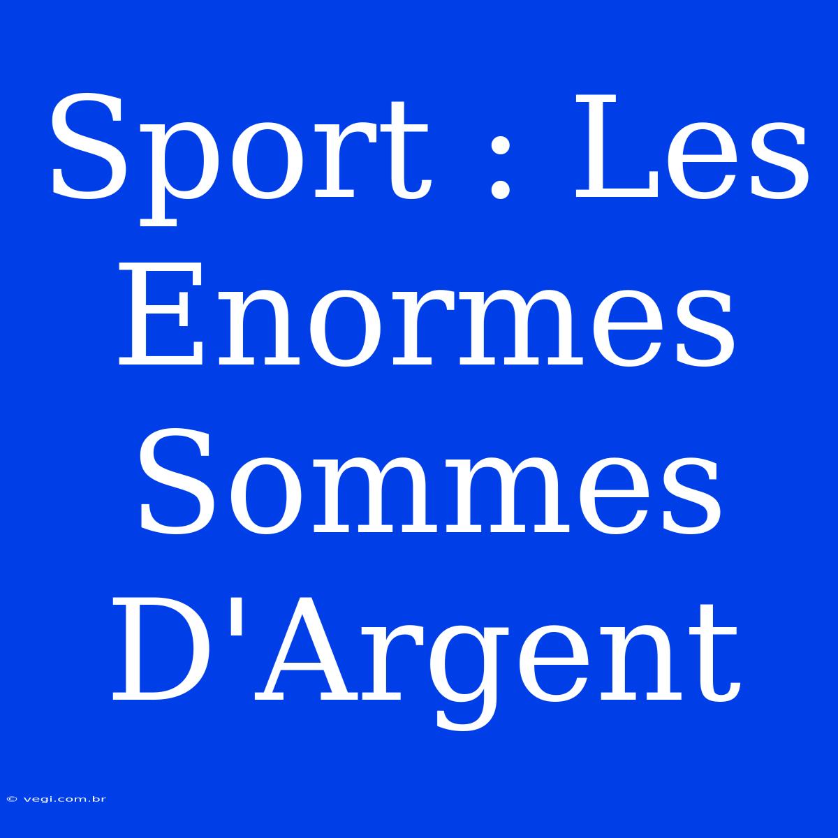 Sport : Les Enormes Sommes D'Argent