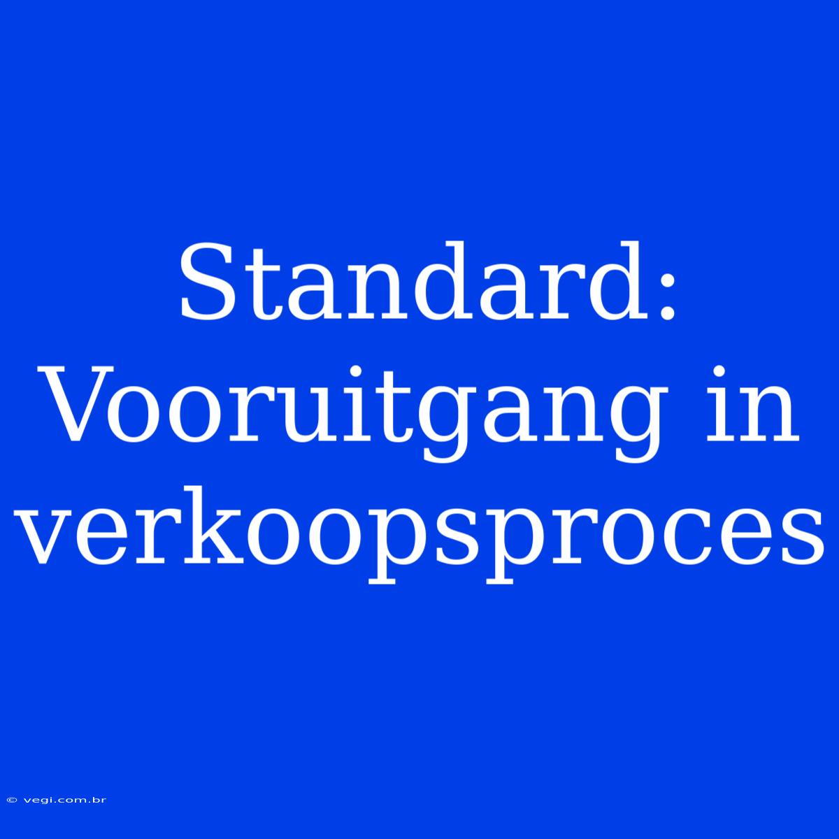 Standard: Vooruitgang In Verkoopsproces