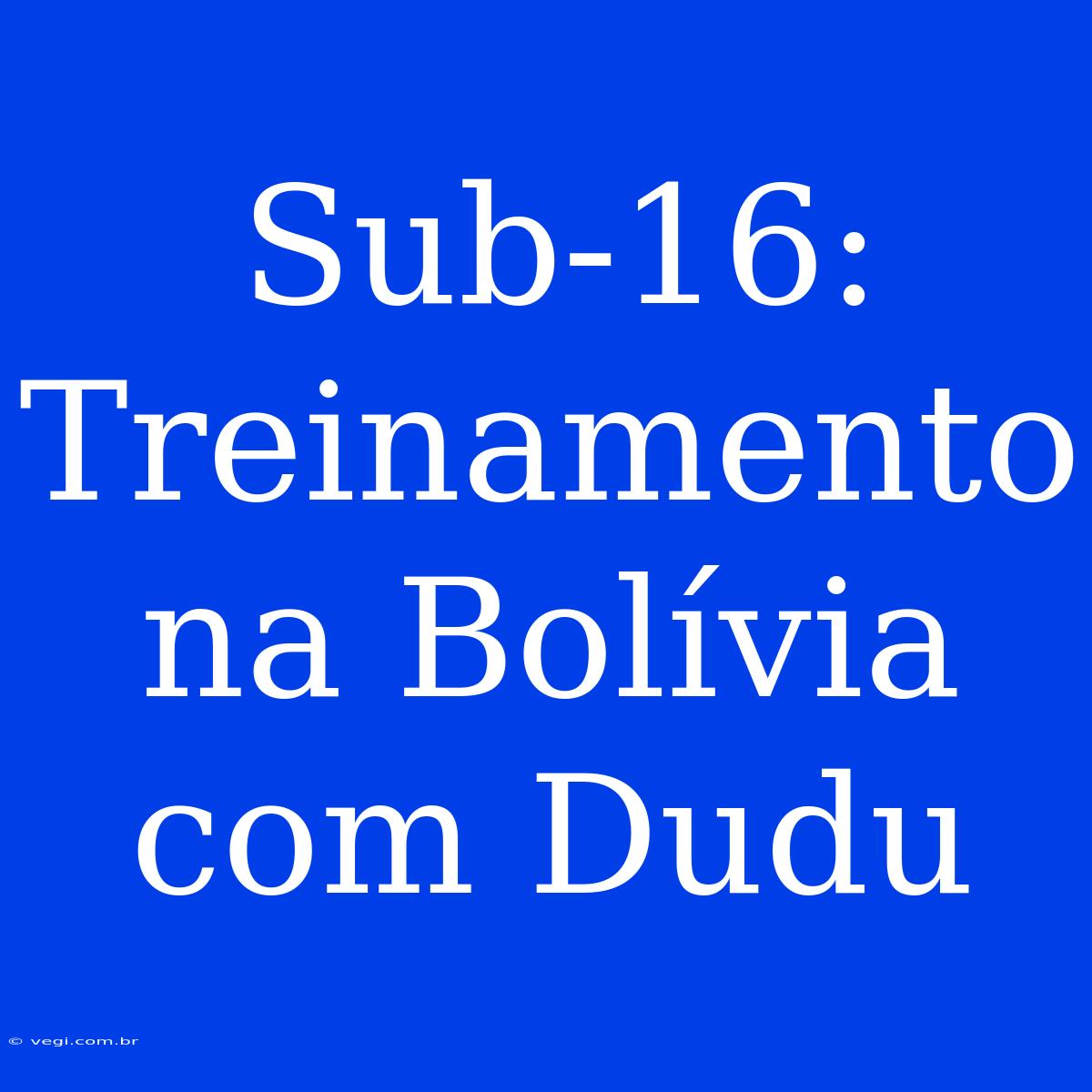 Sub-16: Treinamento Na Bolívia Com Dudu