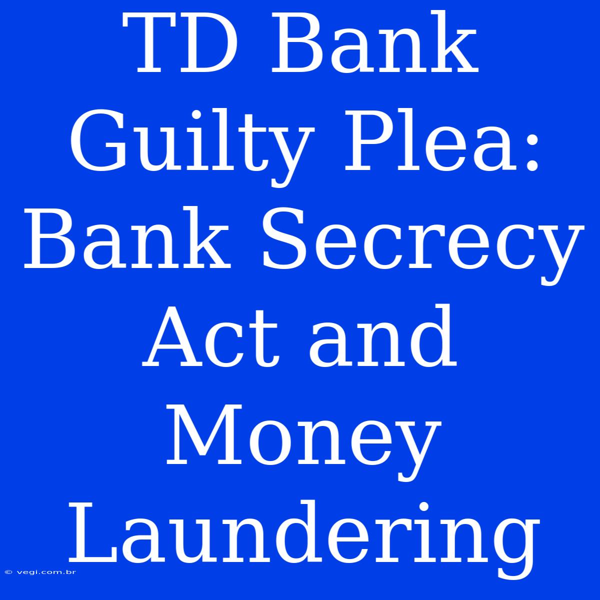 TD Bank Guilty Plea: Bank Secrecy Act And Money Laundering