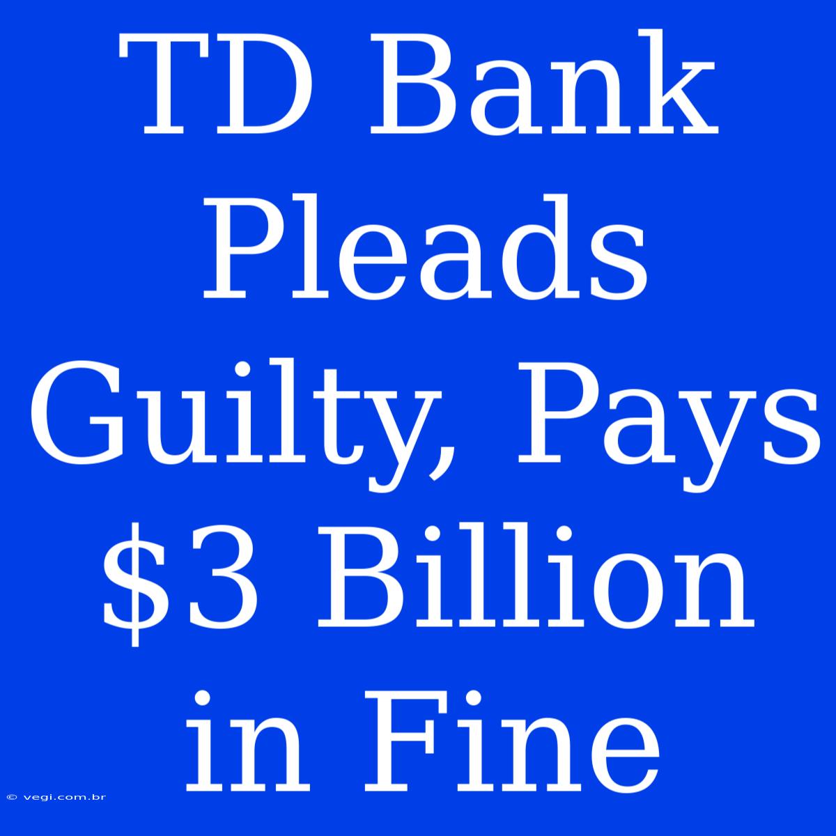 TD Bank Pleads Guilty, Pays $3 Billion In Fine