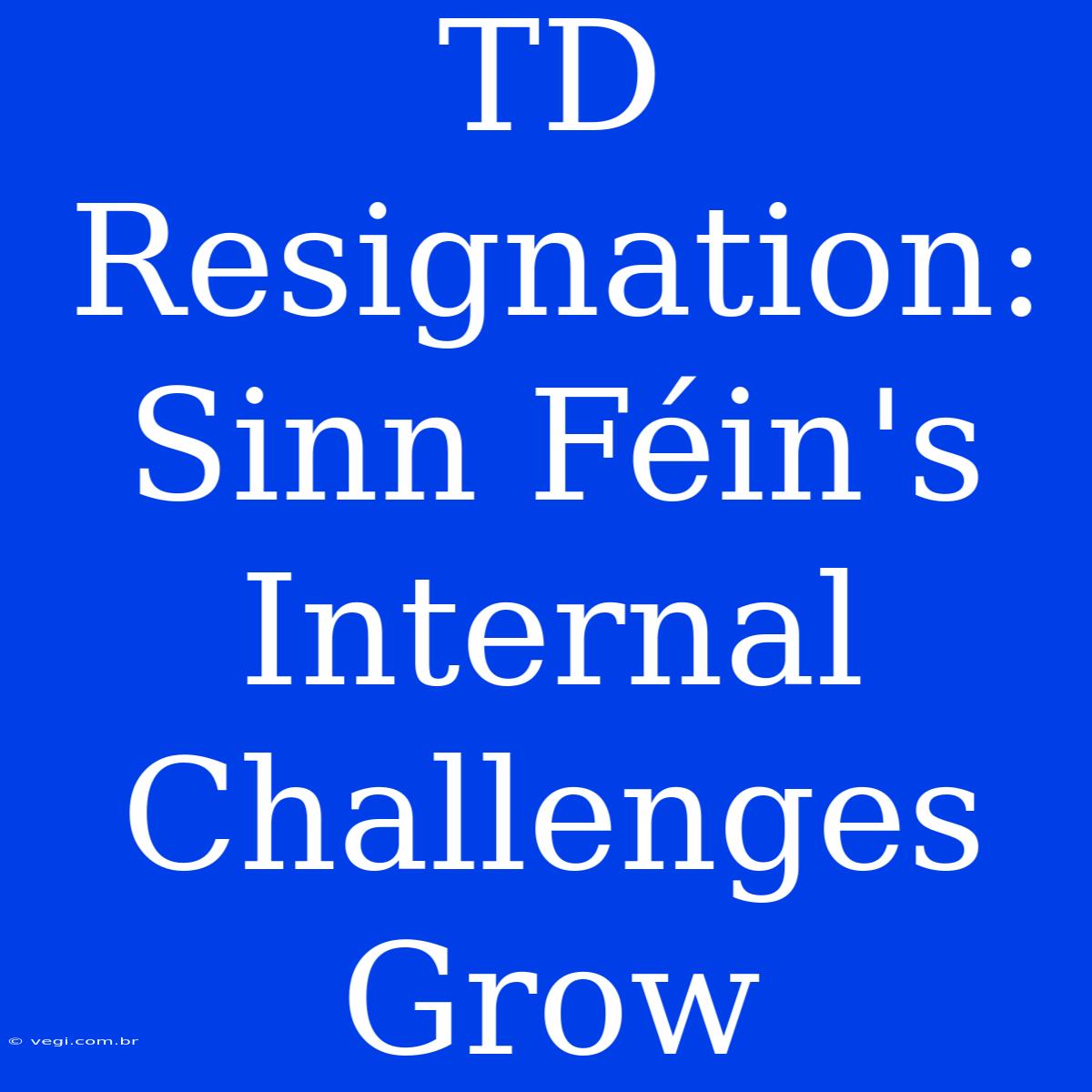 TD Resignation:  Sinn Féin's Internal Challenges Grow