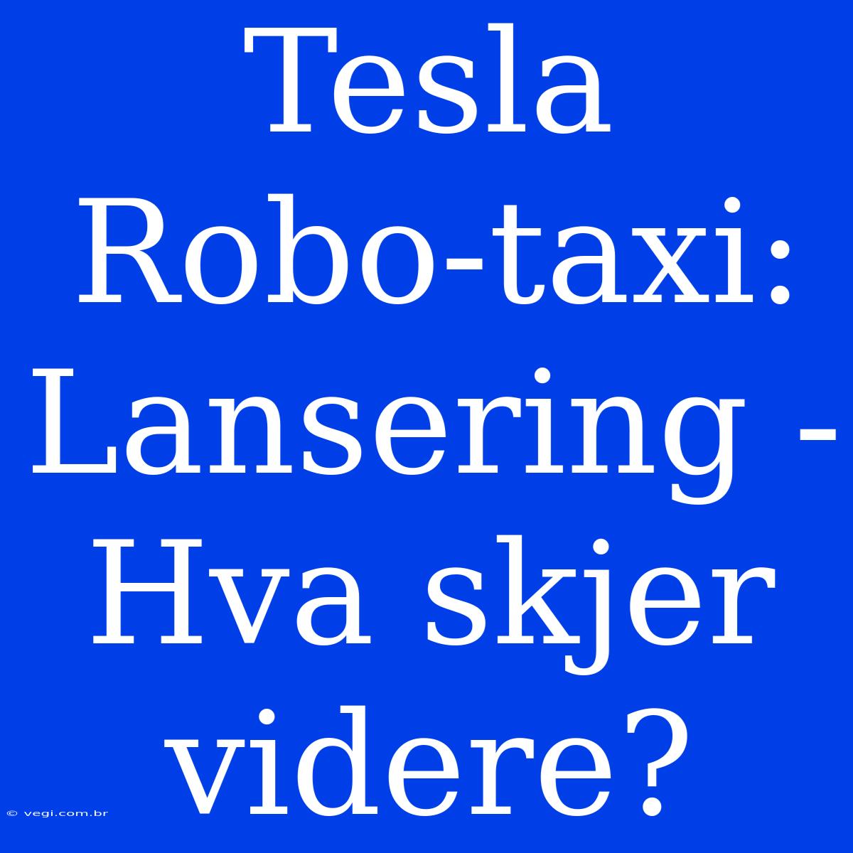 Tesla Robo-taxi: Lansering - Hva Skjer Videre?