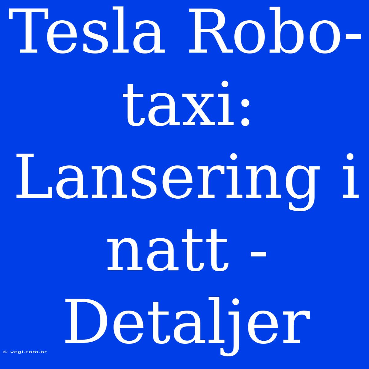 Tesla Robo-taxi: Lansering I Natt - Detaljer