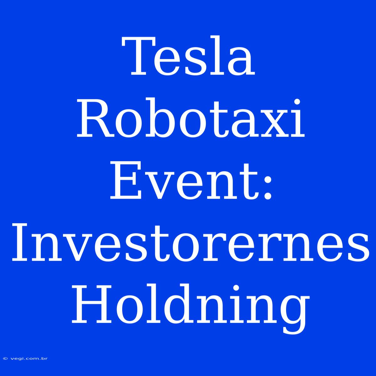 Tesla Robotaxi Event: Investorernes Holdning