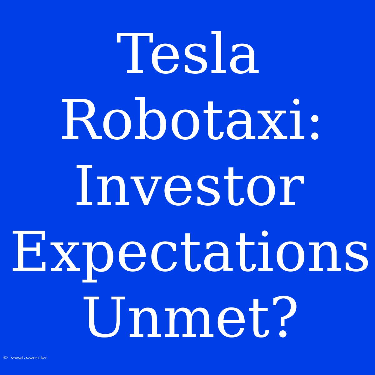 Tesla Robotaxi: Investor Expectations Unmet?