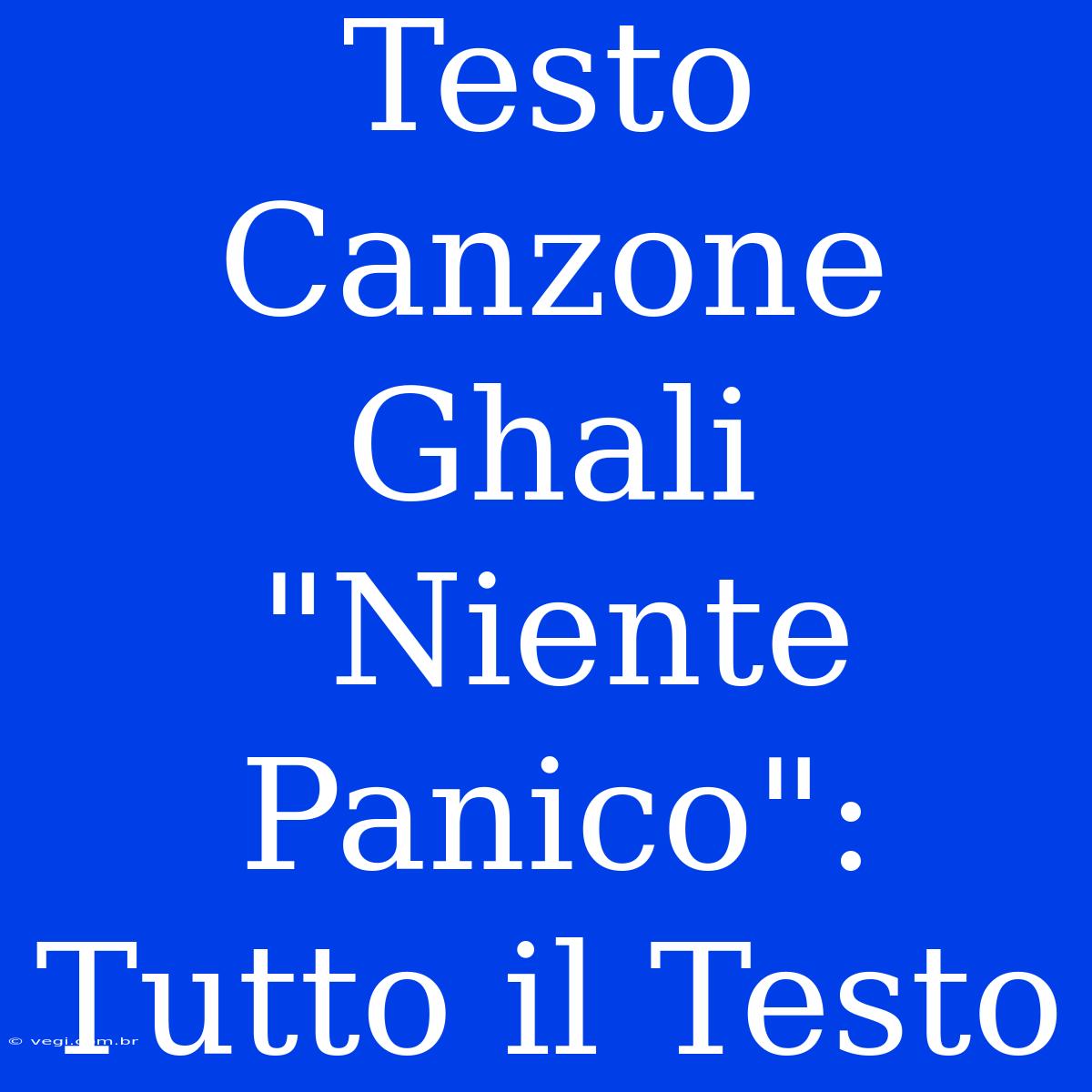 Testo Canzone Ghali 