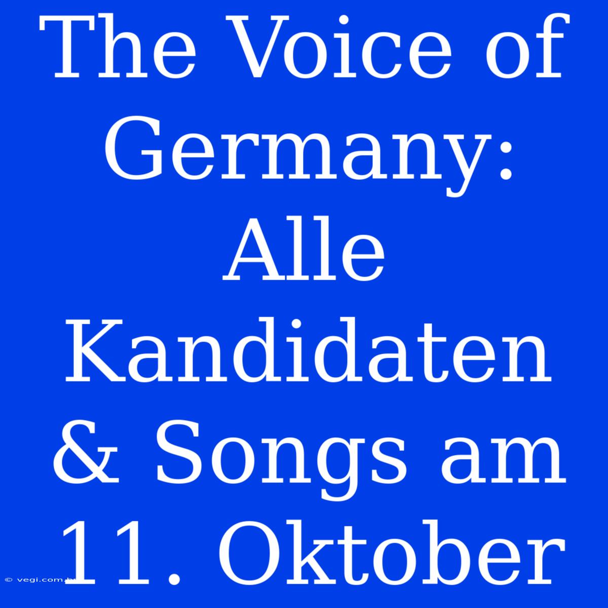 The Voice Of Germany: Alle Kandidaten & Songs Am 11. Oktober