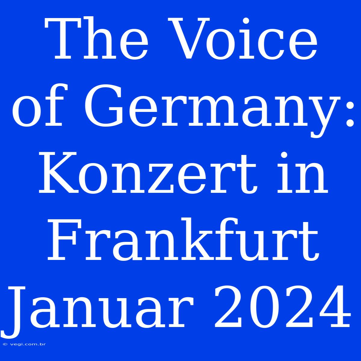 The Voice Of Germany: Konzert In Frankfurt Januar 2024 