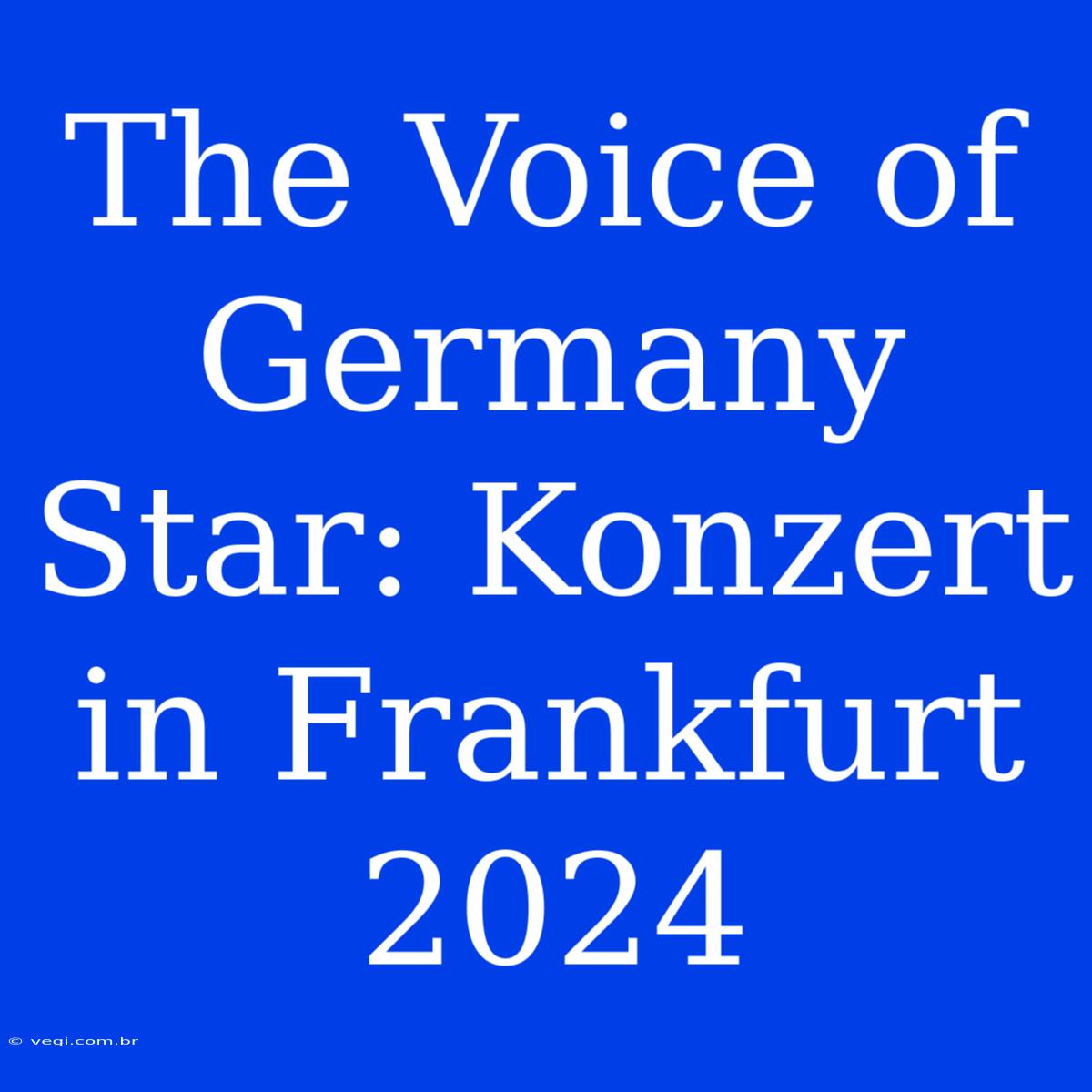 The Voice Of Germany Star: Konzert In Frankfurt 2024