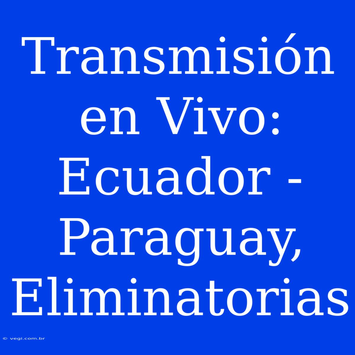 Transmisión En Vivo: Ecuador - Paraguay, Eliminatorias