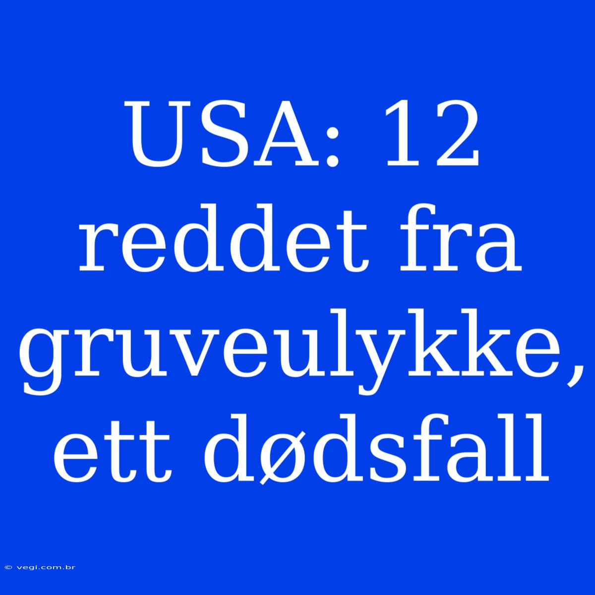 USA: 12 Reddet Fra Gruveulykke, Ett Dødsfall 