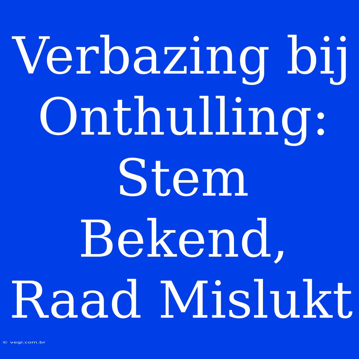 Verbazing Bij Onthulling: Stem Bekend, Raad Mislukt