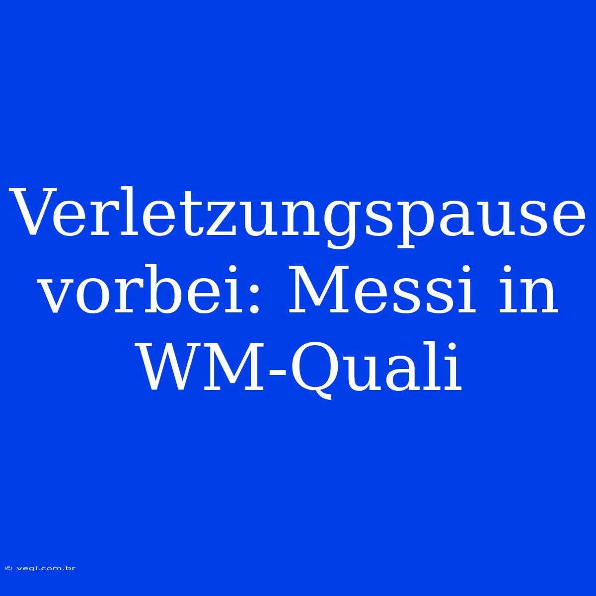 Verletzungspause Vorbei: Messi In WM-Quali