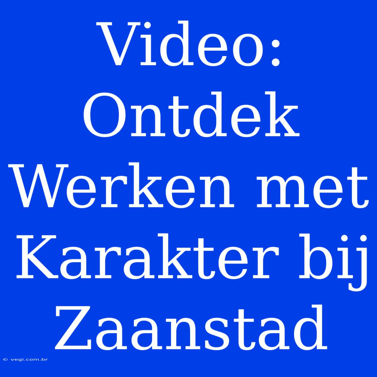 Video: Ontdek Werken Met Karakter Bij Zaanstad