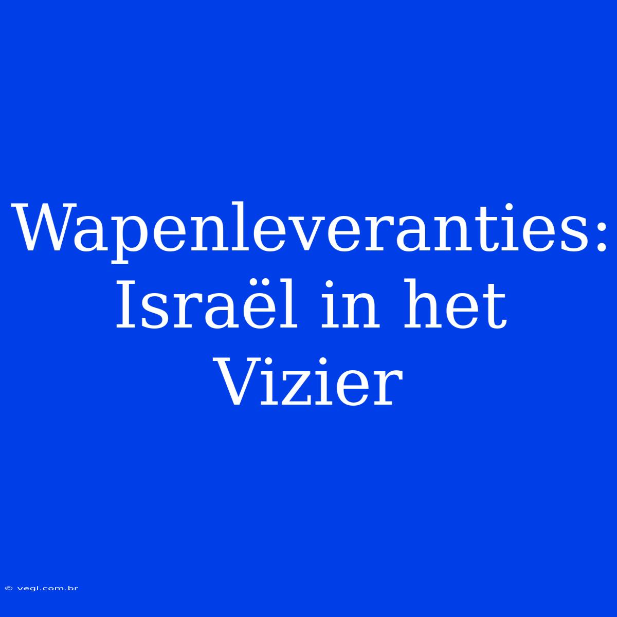 Wapenleveranties: Israël In Het Vizier