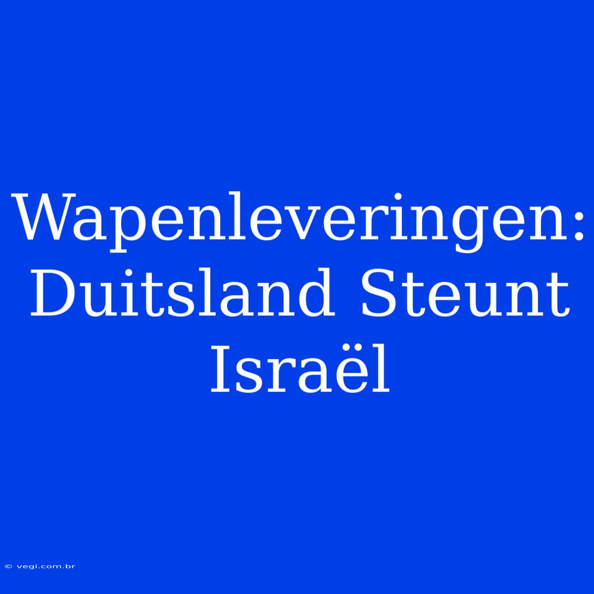 Wapenleveringen: Duitsland Steunt Israël 