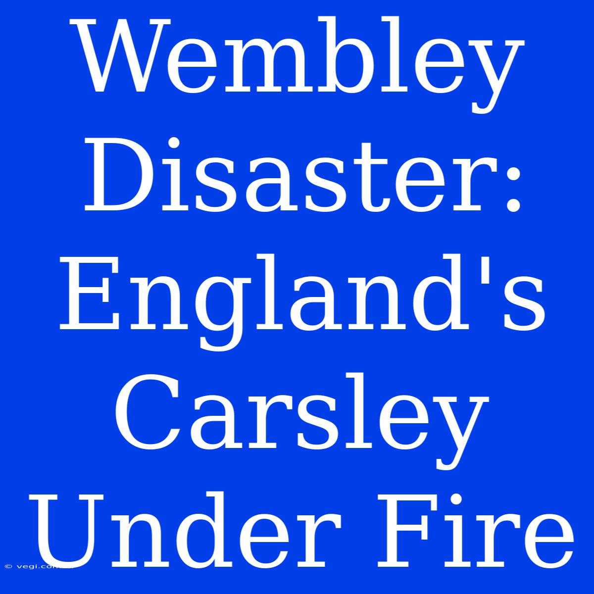 Wembley Disaster: England's Carsley Under Fire