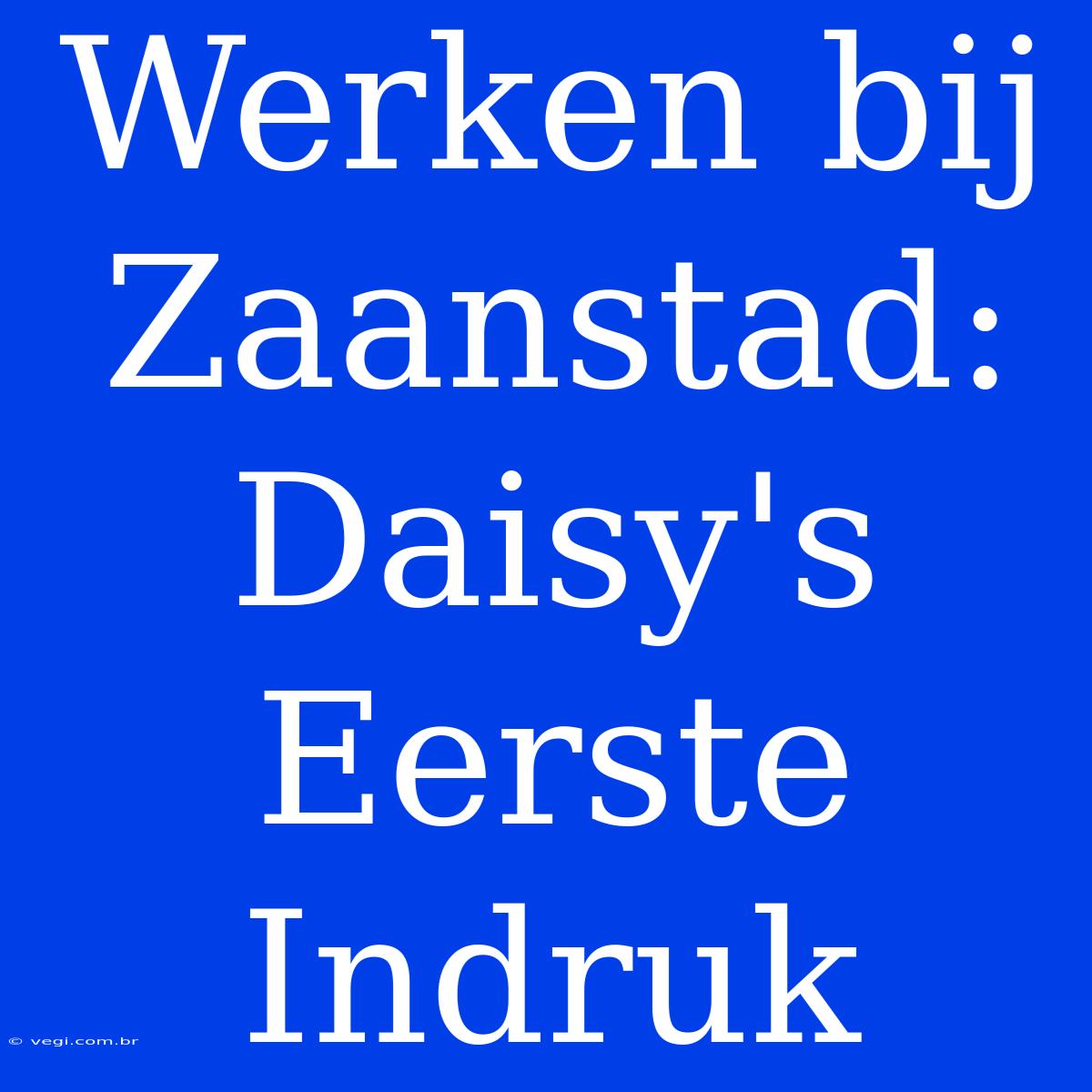 Werken Bij Zaanstad: Daisy's Eerste Indruk