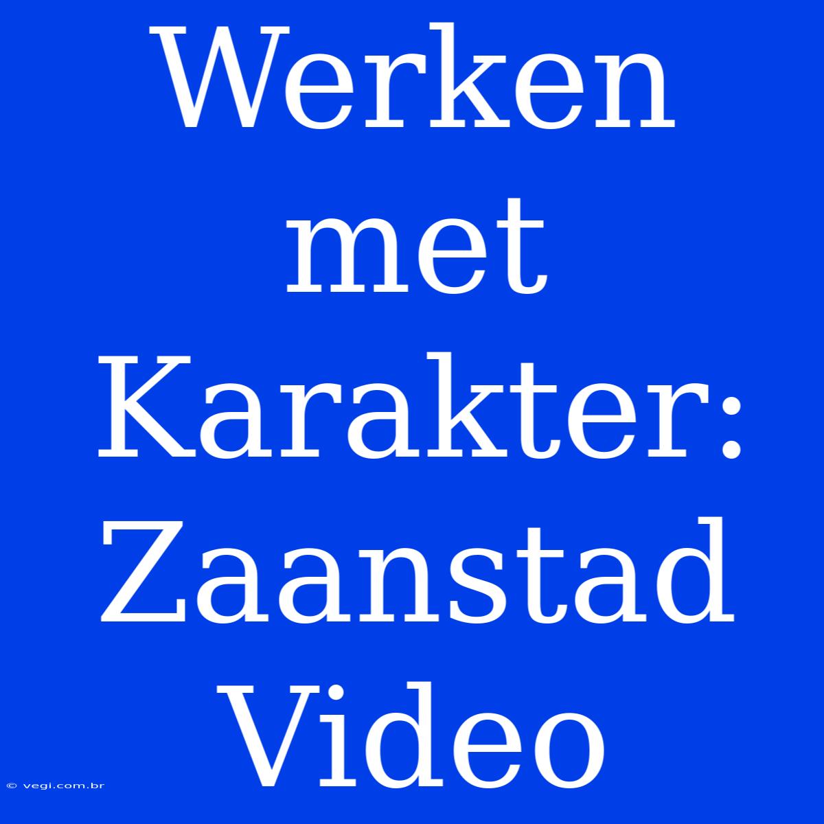 Werken Met Karakter: Zaanstad Video