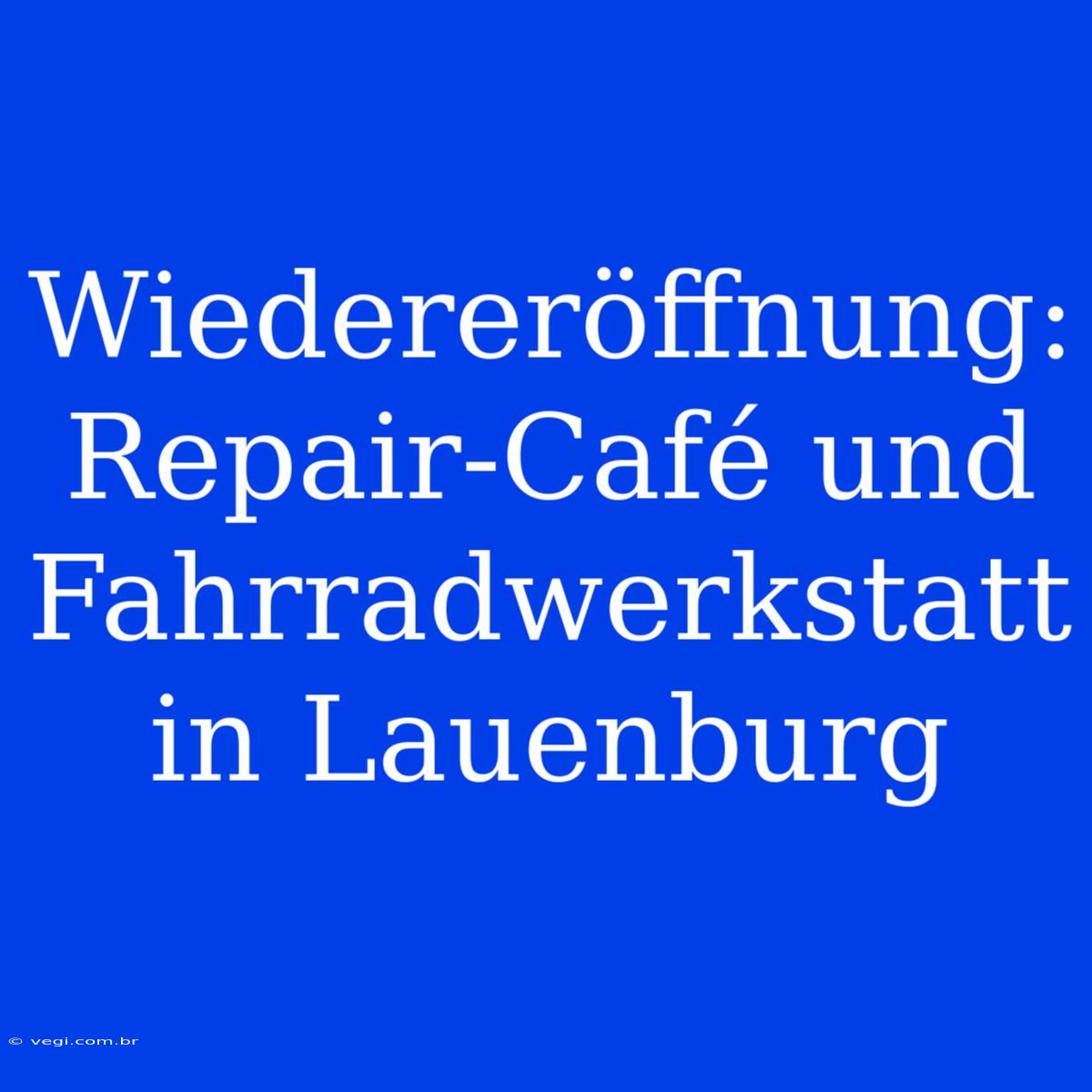 Wiedereröffnung: Repair-Café Und Fahrradwerkstatt In Lauenburg