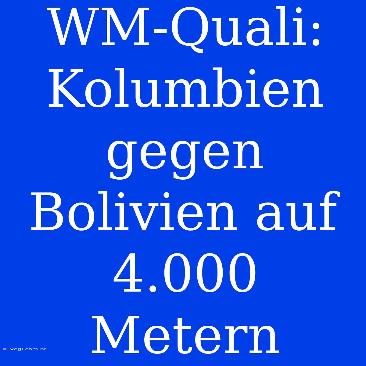 WM-Quali: Kolumbien Gegen Bolivien Auf 4.000 Metern