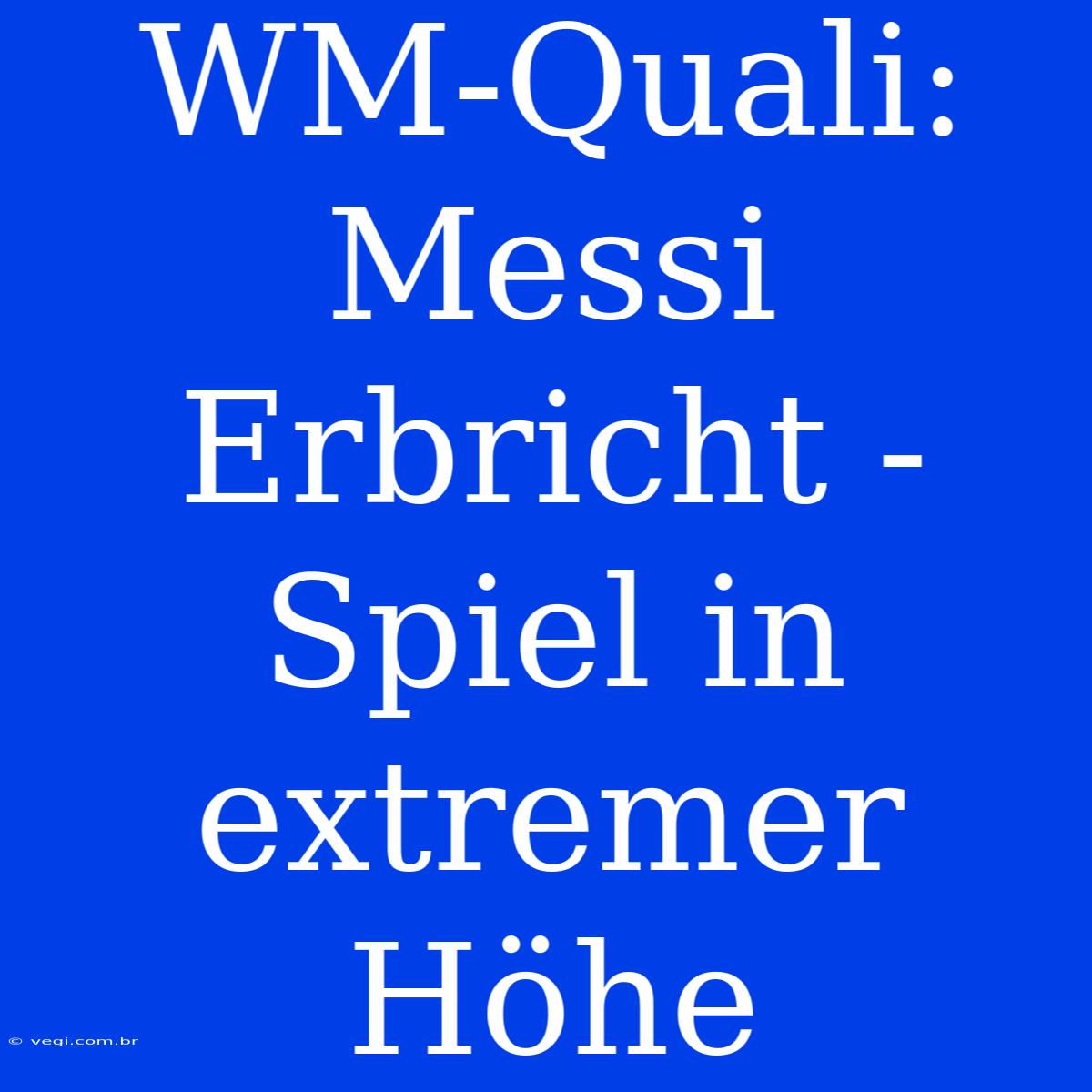 WM-Quali: Messi Erbricht - Spiel In Extremer Höhe