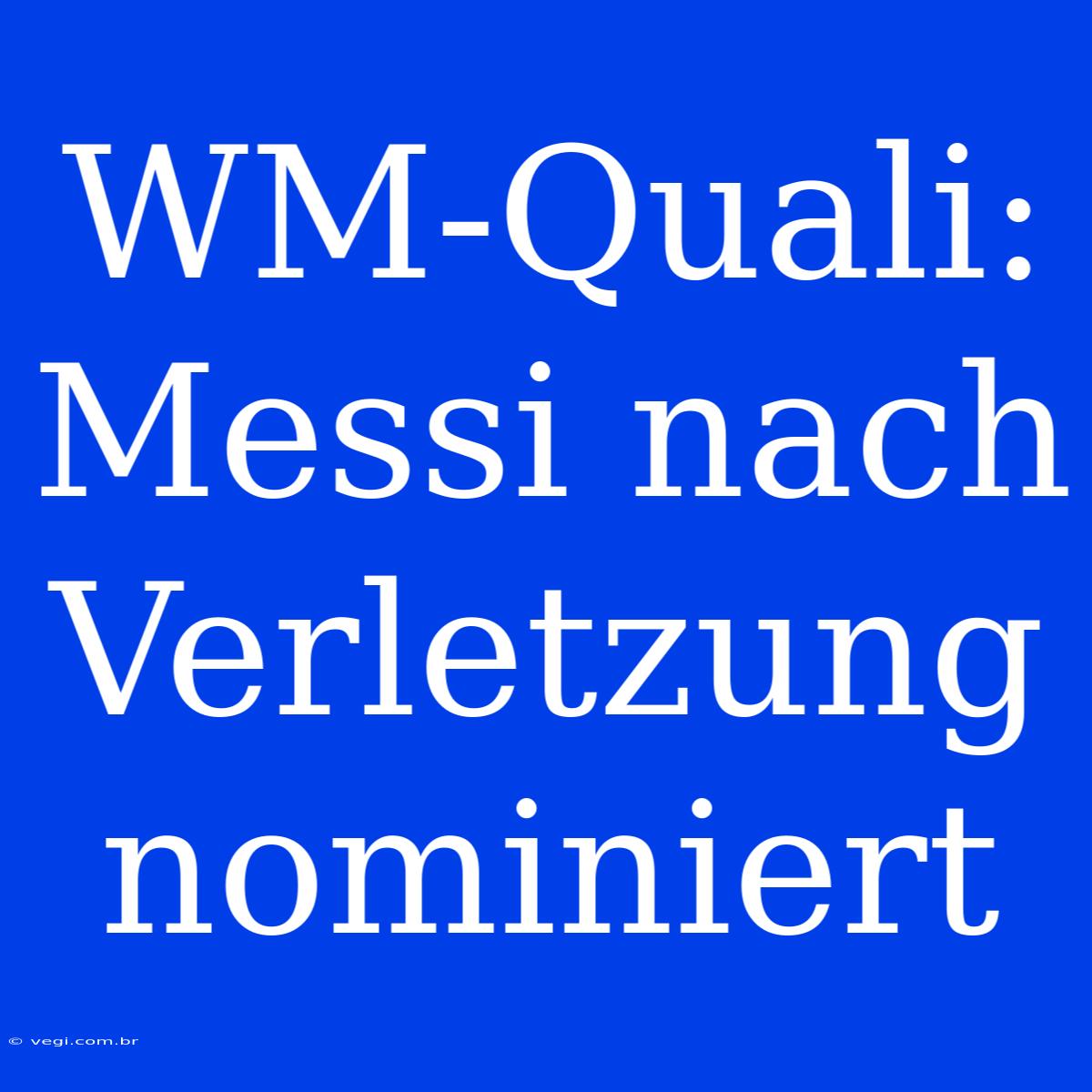 WM-Quali: Messi Nach Verletzung Nominiert