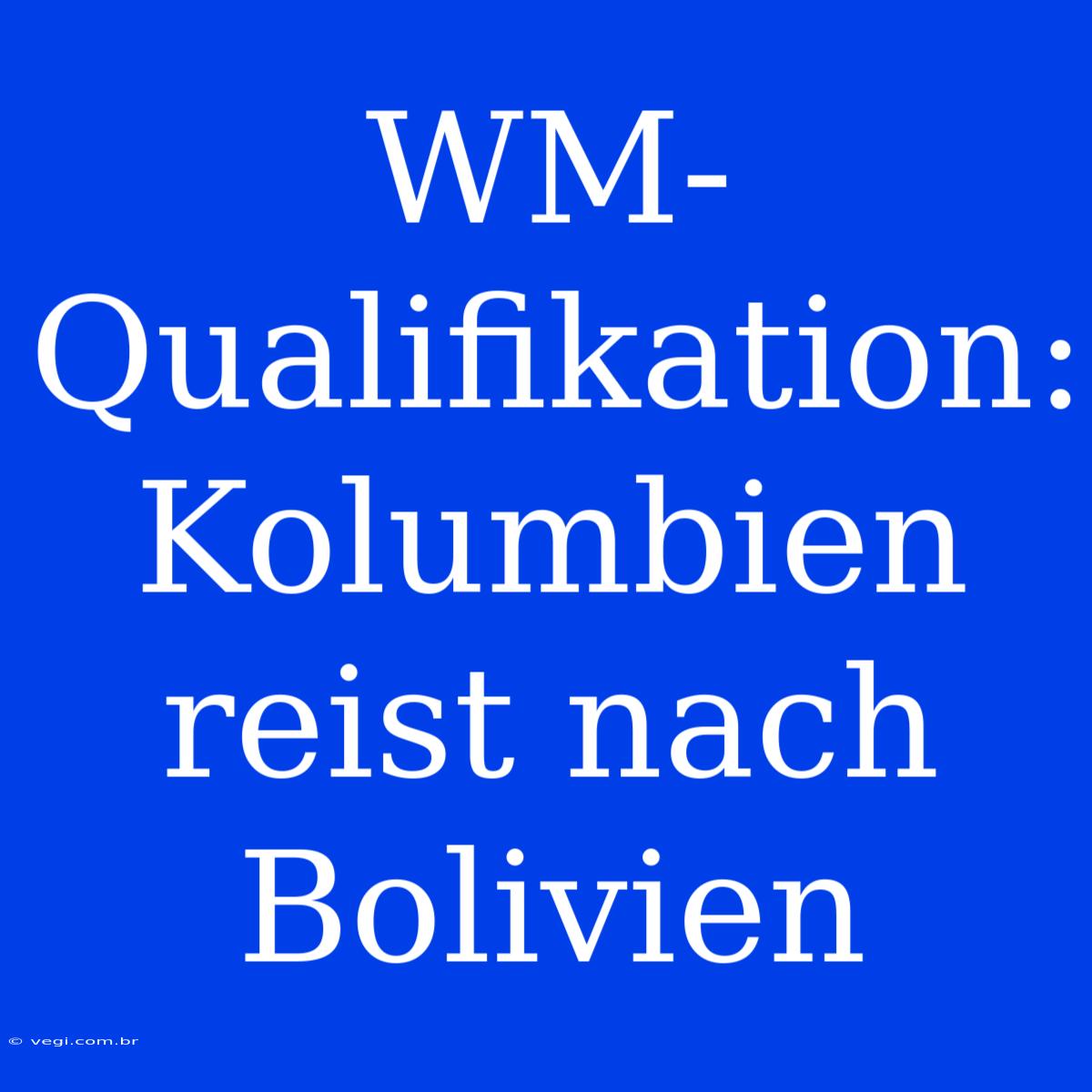 WM-Qualifikation: Kolumbien Reist Nach Bolivien