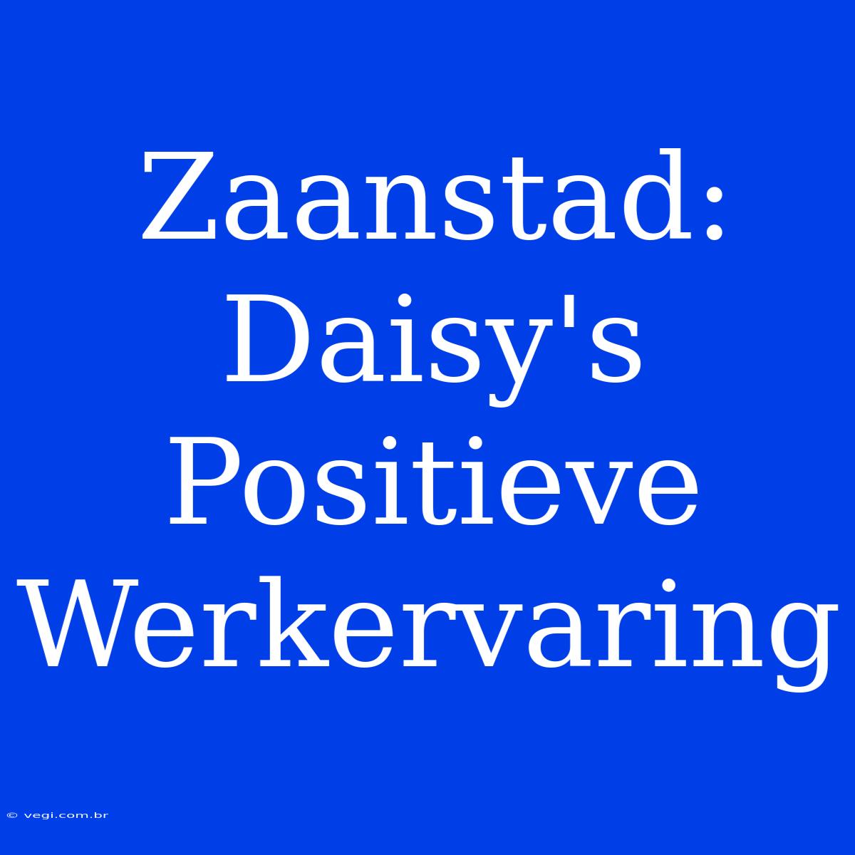 Zaanstad: Daisy's Positieve Werkervaring 