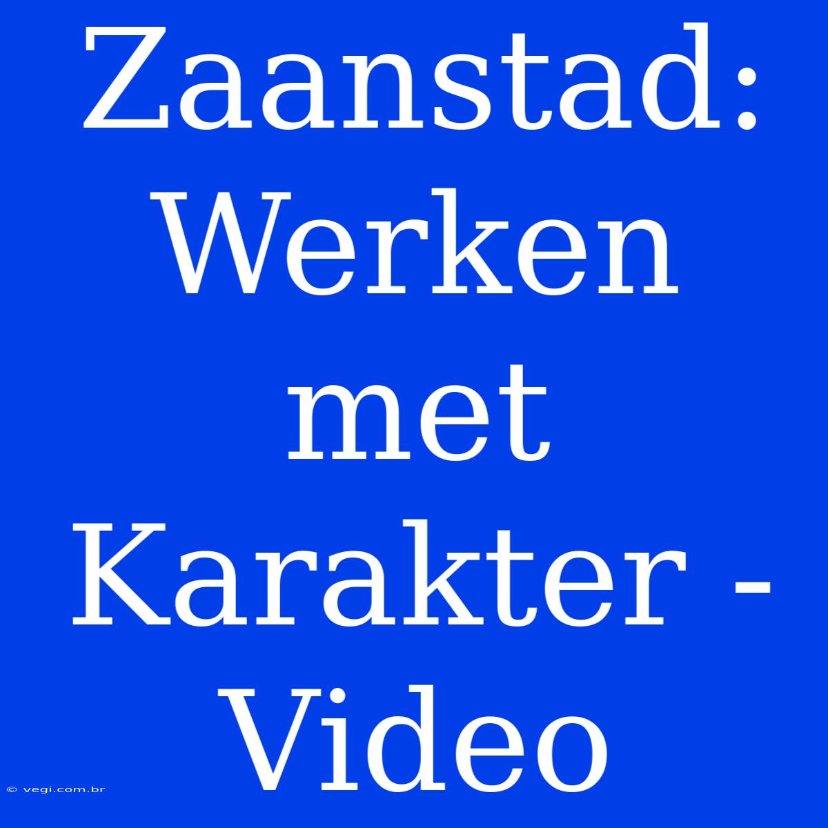 Zaanstad: Werken Met Karakter - Video