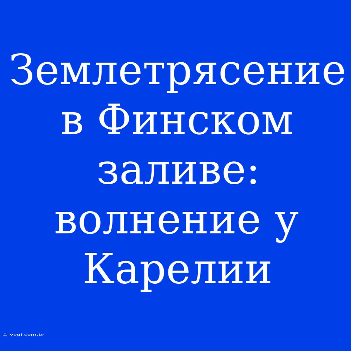 Землетрясение В Финском Заливе: Волнение У Карелии 