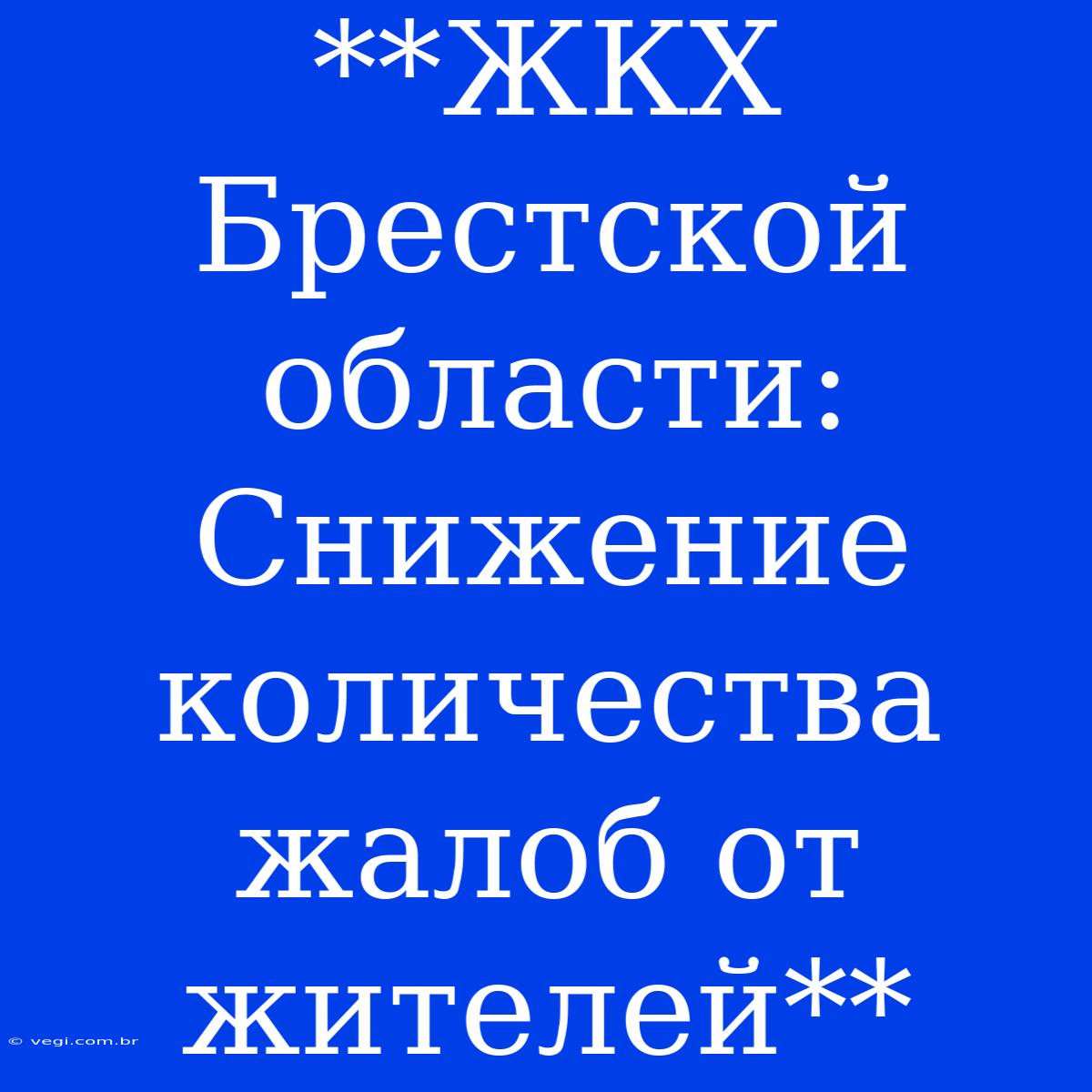 **ЖКХ Брестской Области:  Снижение Количества Жалоб От Жителей** 