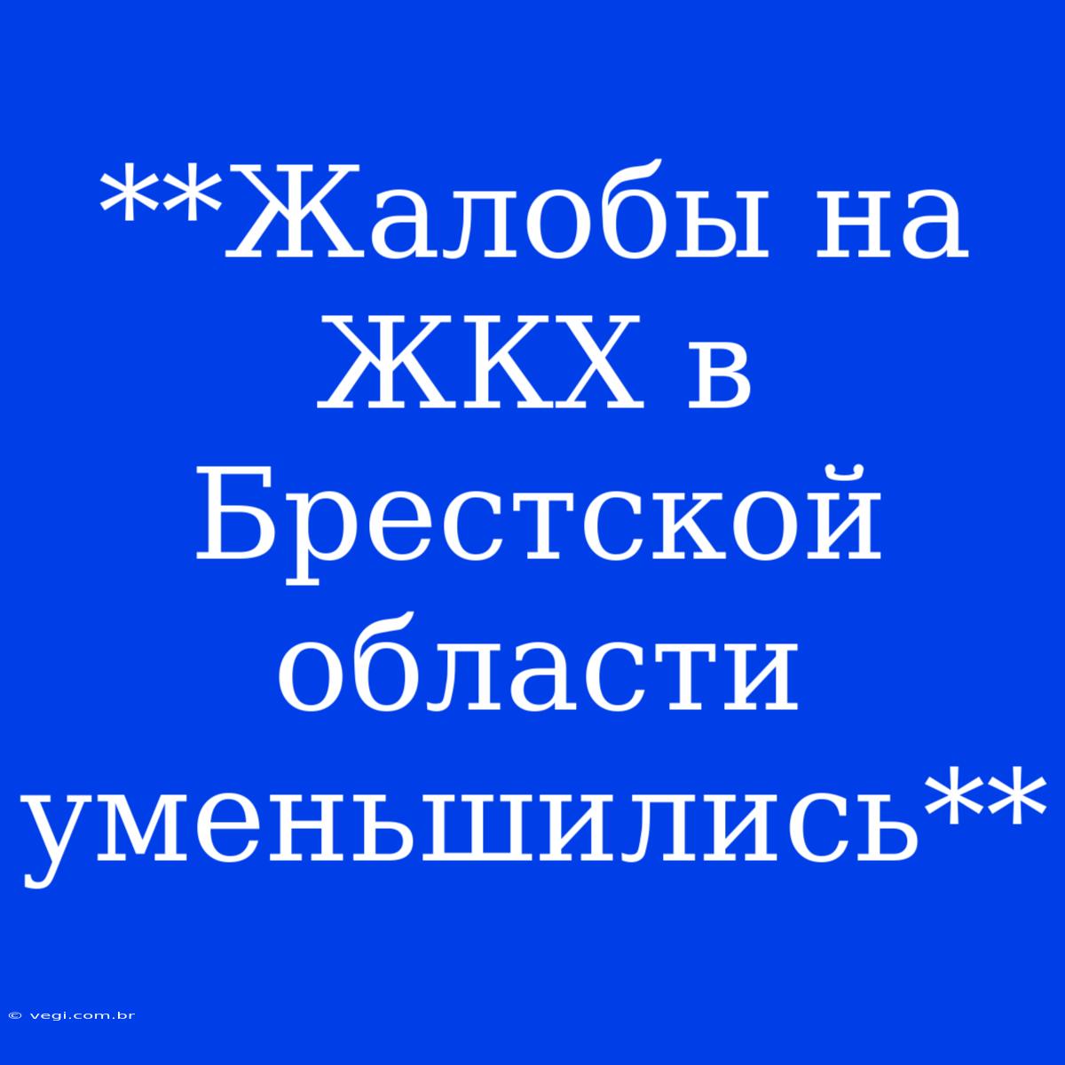 **Жалобы На ЖКХ В Брестской Области Уменьшились**