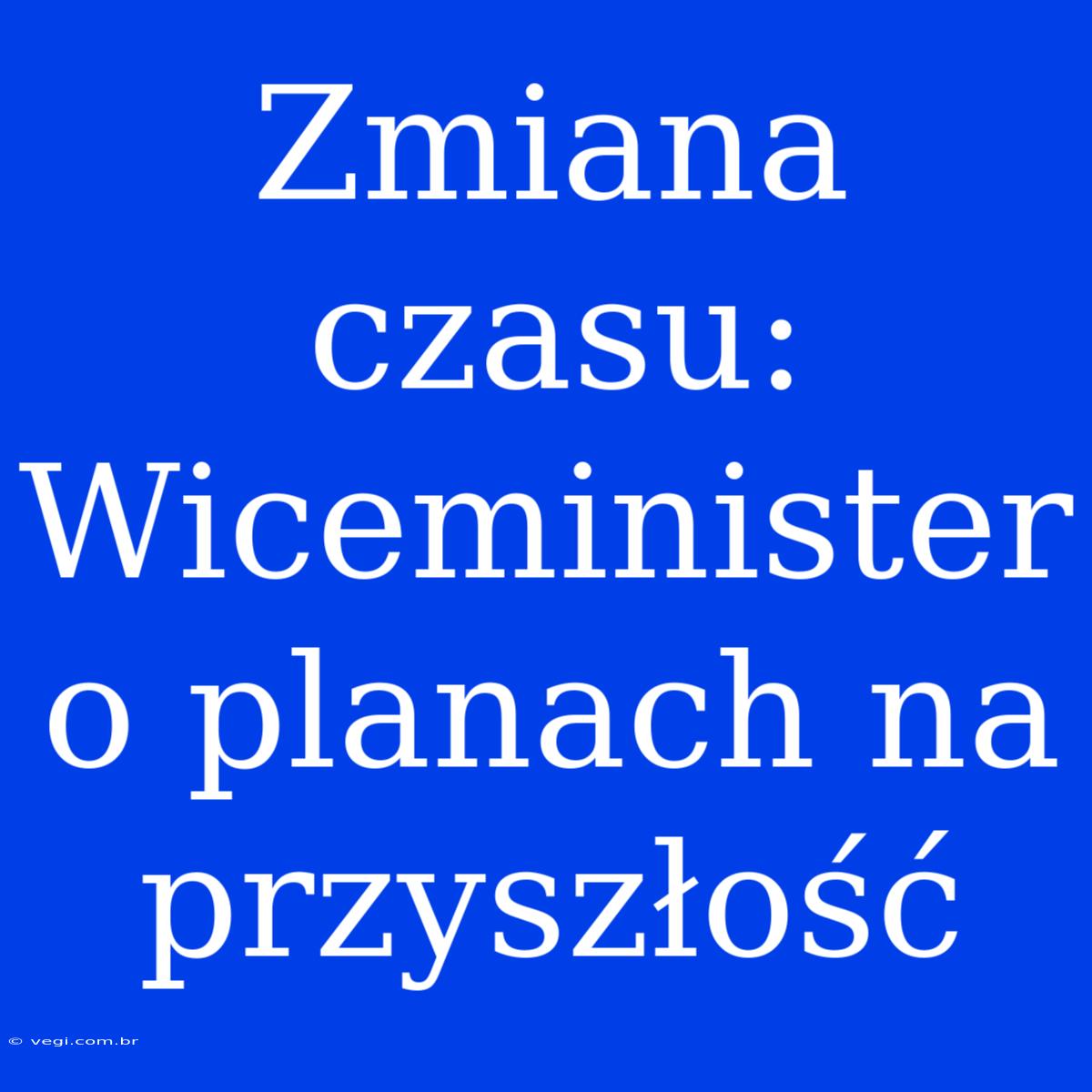 Zmiana Czasu: Wiceminister O Planach Na Przyszłość