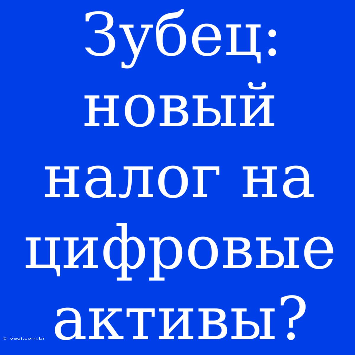 Зубец: Новый Налог На Цифровые Активы?